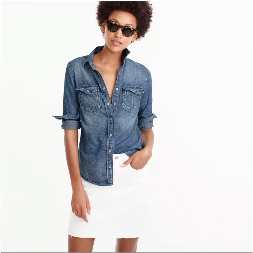 J.Crew Western chambray shirt in vintage indigo with snap buttons